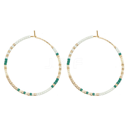 Handmade Glass Seed Beads Hoop Earrings HQ0649-3-1