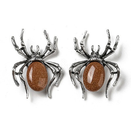 Dual-use Items Alloy Pave Jet Rhinestone Spider Brooch JEWB-C026-07A-AS-1