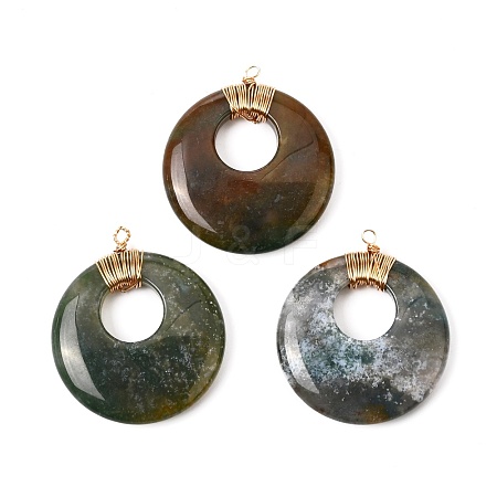 Natural Indian Agate Pendants PALLOY-JF00955-1