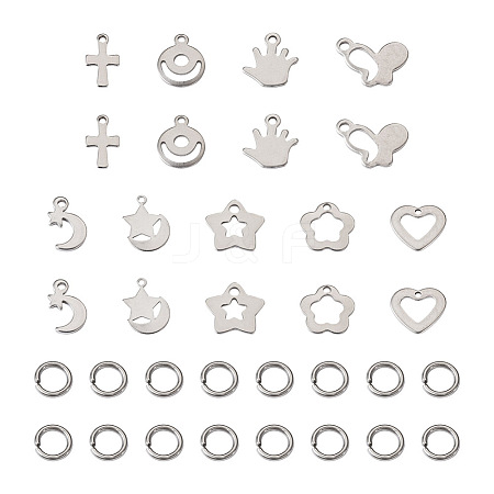  Jewelry 90Pcs 9 Style 304 Stainless Steel Charms STAS-PJ0001-41-1