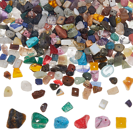 2 Strands Natural & Synthetic Mixed Gemstone Chip Beads Strands G-DC0001-56-1