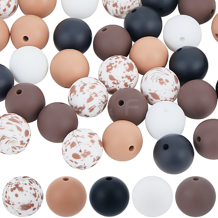 50Pcs 5 Styles Food Grade Eco-Friendly Silicone Beads SIL-SC0002-14-1