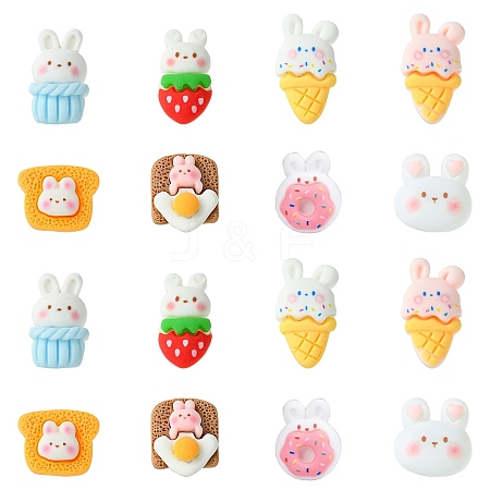 40Pcs 8 Styles Rabbit Theme Opaque Resin Cabochons RESI-CJ0003-78-1