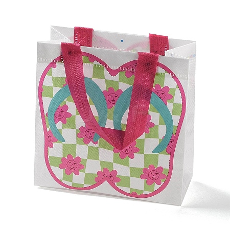 Summer Beach Theme Printed Flip Flops Non-Woven Reusable Folding Gift Bags with Handle ABAG-F009-E07-1
