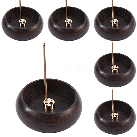 Round Wood Incense Burners Holder AJEW-WH0696-817A-1