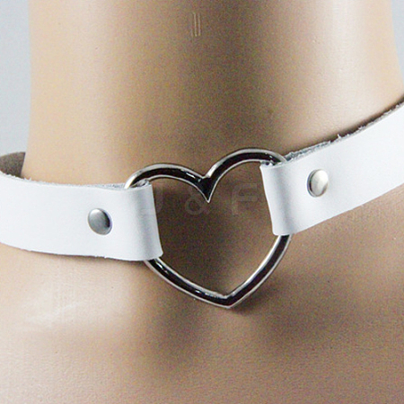 Punk Rock Style Leather Heart Necklaces X-NJEW-O053-08A-1