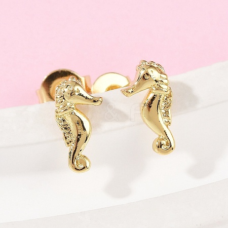 Brass Stud Earrings EJEW-R032-04G-1