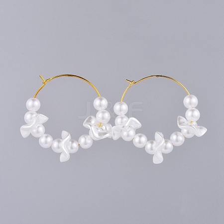 Acrylic Imitated Pearl Hoop Earrings EJEW-JE03477-1