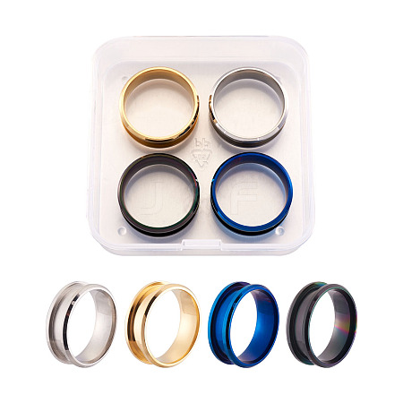 Stainless Steel Grooved Finger Ring Settings MAK-TA0001-05-1