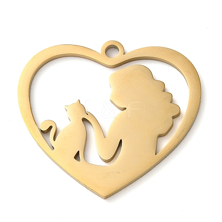 304 Stainless Steel Pendants STAS-R116-06G-1