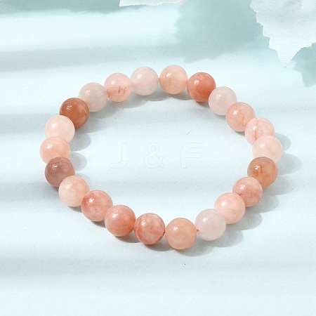 8.5MM Natural Dyed & Heated Chalcedony Round Beaded Stretch Bracelets for Women GG-CBA3F02-14A-02-1