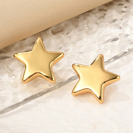 304 Stainless Steel Star Stud Earrings EJEW-Q011-03G-1