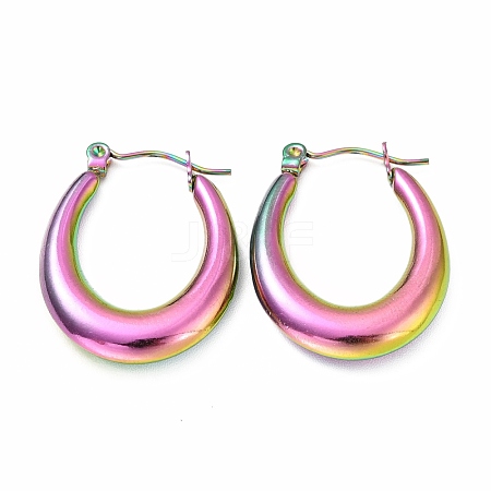 Ion Plating(IP) 304 Stainless Steel Chunky Oval Hoop Earrings for Women EJEW-F283-08MC-1