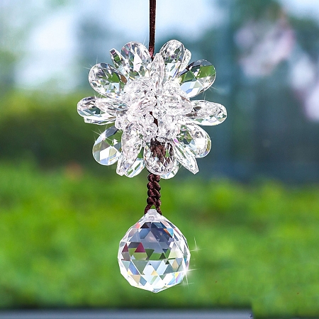 Glass Flower Pendant Decorations PW-WG637EB-01-1