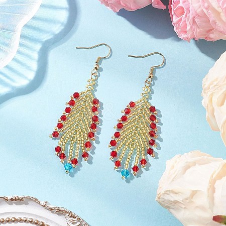 Glass Seed Dangle Earrings EJEW-MZ00569-01-1