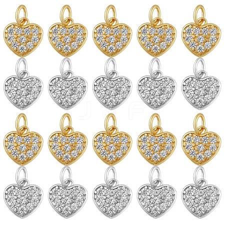 20Pcs 2 Style Brass Micro Pave Cubic Zirconia Charms ZIRC-SZ0001-81-1