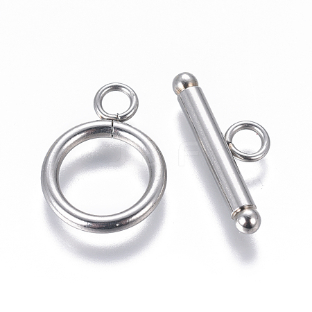 Non-Tarnish 304 Stainless Steel Toggle Clasps STAS-F227-12B-P-1