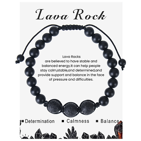 Natural Lava Rock Beaded Bracelet with 8mm Matte Stone ZJ6492-8-1