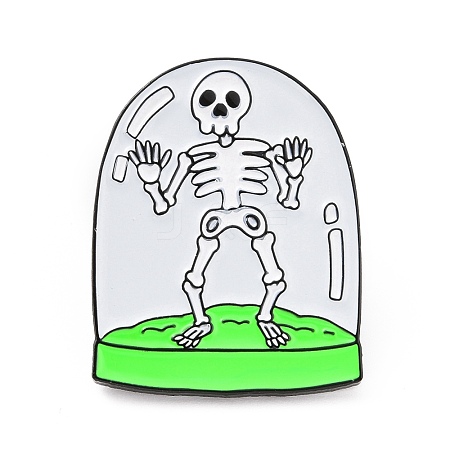 Skeleton in Arch Dome Enamel Pin JEWB-C015-04EB-1