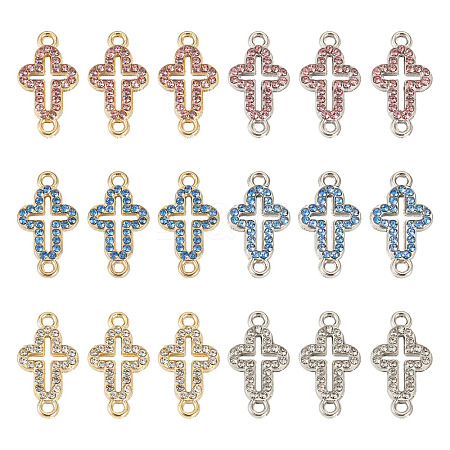24Pcs 6 Colors Alloy Rhinestone Connector Charms FIND-TA0008-75-1
