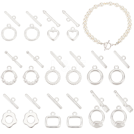 8 Styles Brass Toggle Clasps KK-PH0010-65-1