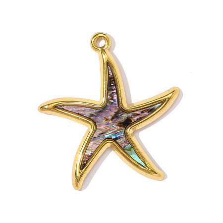 304 Stainless Steel Paua Shell Pendants STAS-OY002-26G-1