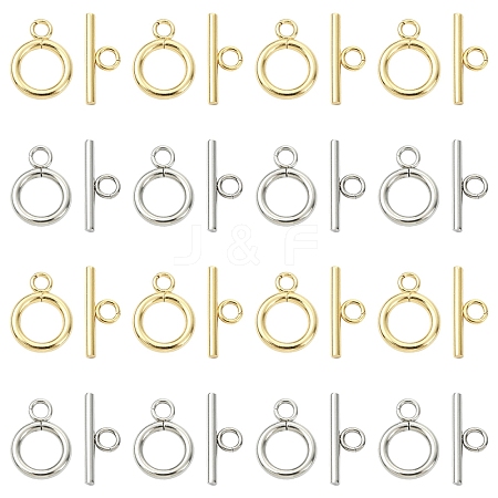 20 Sets 2 Colors 304 Stainless Steel Toggle Clasps STAS-YW0003-08A-1