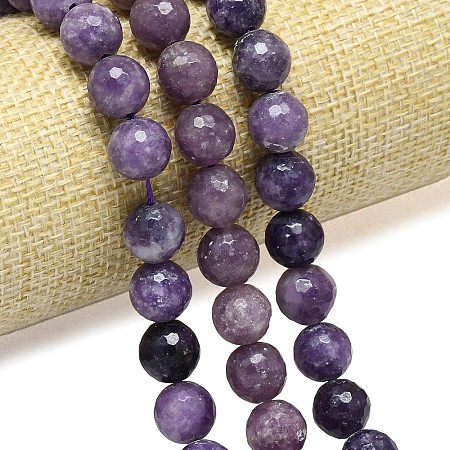 Natural Lepidolite/Purple Mica Beads Strands G-B165-A11-10mm-1