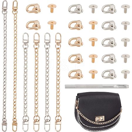 CHGCRAFT 6Pcs 6 Style Iron Curb Chain Purse Strap Extenders FIND-CA0005-93-1