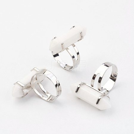 Natural White Jade Finger Rings RJEW-P120-D24-1