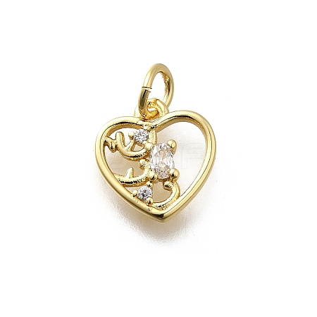 Brass Micro Pave Cubic Zirconia Charms KK-P295-25G-1