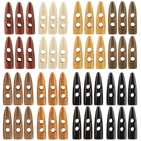 64Pcs 8 Colors 2-Hole Wood Buttons WOOD-GF0002-35B-1