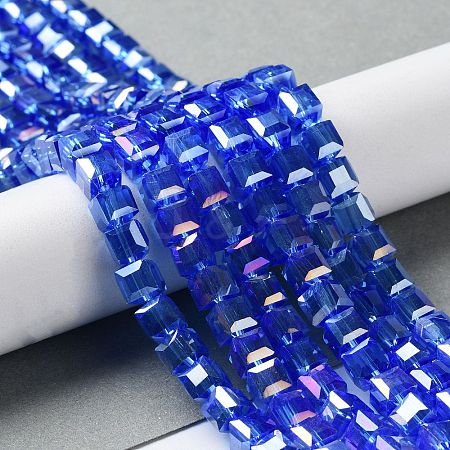 Electroplate Glass Beads Strands EGLA-R030-6x6mm-12-1
