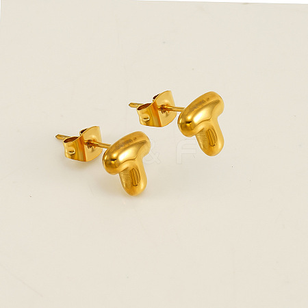 Chunk Letter 304 Stainless Steel Stud Earrings for Women EJEW-G386-01T-G-1