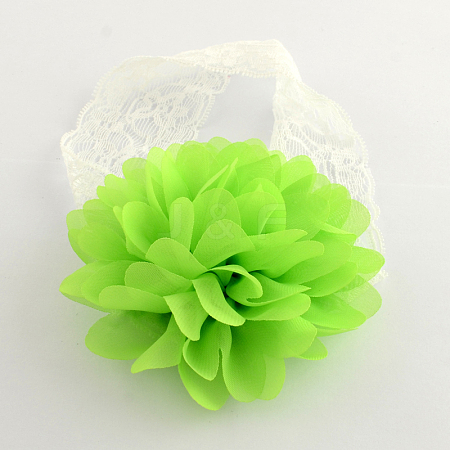 Cute Elastic Baby Lace Headbands Hair Accessories with Cloth Flower OHAR-Q002-09F-1