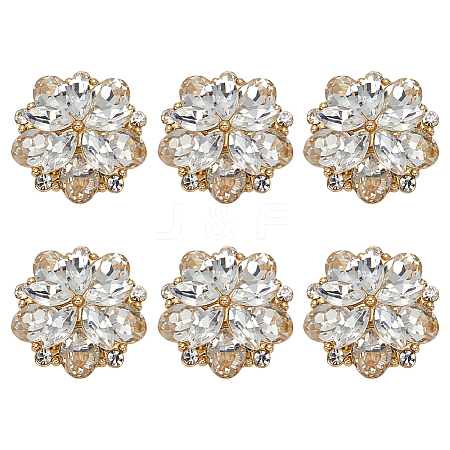6Pcs Glass Rhinestone Shank Buttons BUTT-FG0001-52G-1