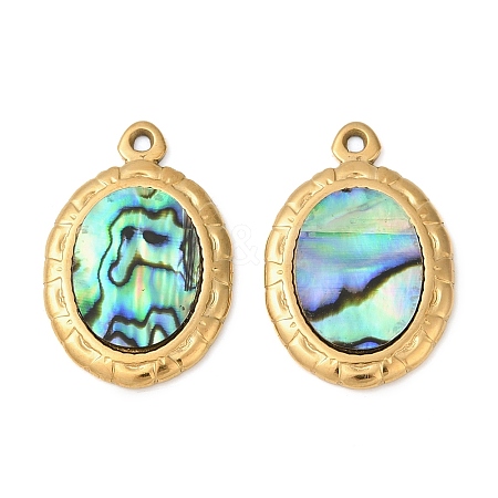 304 Stainless Steel Natural Paua Shell Pendants STAS-L288-04G-01-1