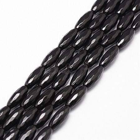 Natural Black Onyx Beads Strands G-P161-28-16x6mm-1