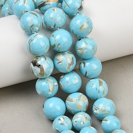Synthetic Turquoise and Sea Shell Assembled Graduated Beads Strands GG-CBA2AE1-A07-D-1