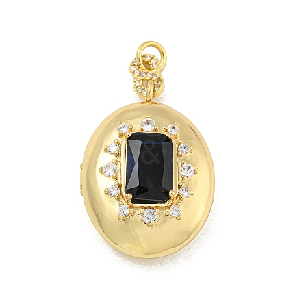 Brass Cubic Zirconia Locket Pendants KK-N254-93F-G-1