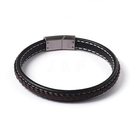 Leather Braided Cord Bracelets BJEW-E293-02P-1