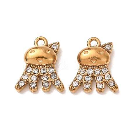 304 Stainless Steel Rhinestone Pendants STAS-L318-21G-03-1