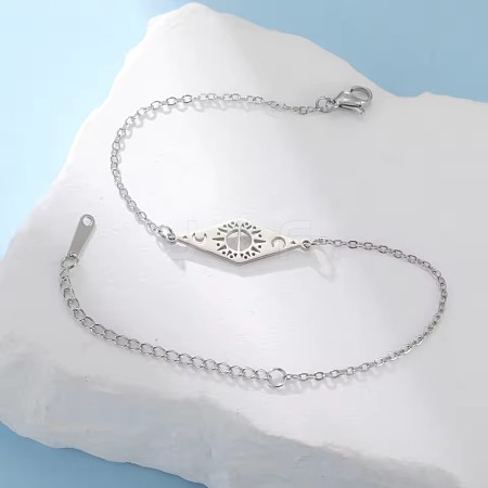 304 Stainless Steel Rhombus with Star and Sun Link Anklets for Unisex WG9D81D-01-1
