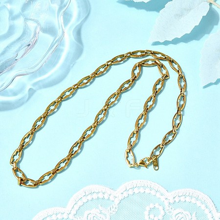 304 Stainless Steel Cross Link Chain Necklaces for Women Men NJEW-JN05433-02-1