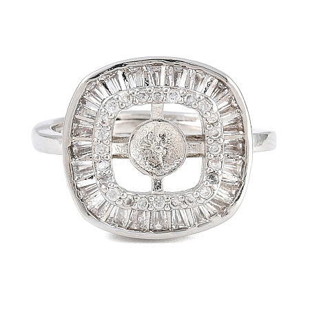 Brass Micro Pave Cubic Zirconia Adjustable Ring Components KK-CBAC351-03P-1