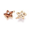 Brass Pave Cubic Zirconia Flower Connector Charms KK-T078-27G-2