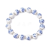 Handmade Flower Printed Porcelain Ceramic Beaded Stretch Bracelet BJEW-JB11063-3