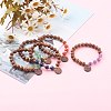 Wood Bead & Stone Bracelet BJEW-JB06104-5