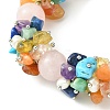 Natural Rose Quartz Round & Mixed Stone Chips & Pearl Beaded Bracelet BJEW-JB09631-03-2