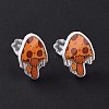 Acrylic Cartoon Mushroom Stud Earrings with Platic Pins for Women EJEW-F293-03D-3